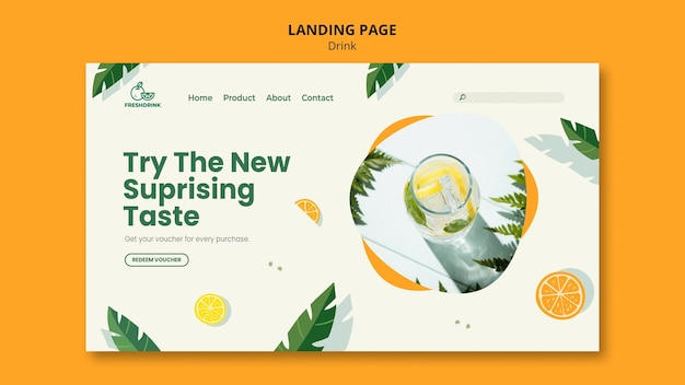 Free PSD drink concept landing page template