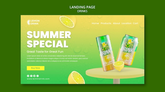 Free PSD drink landing page template design