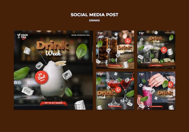 Free PSD drink week social media post