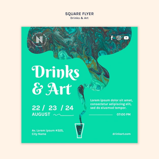 Free PSD drinks & art flyer template