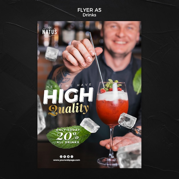 Free PSD drinks concept flyer template