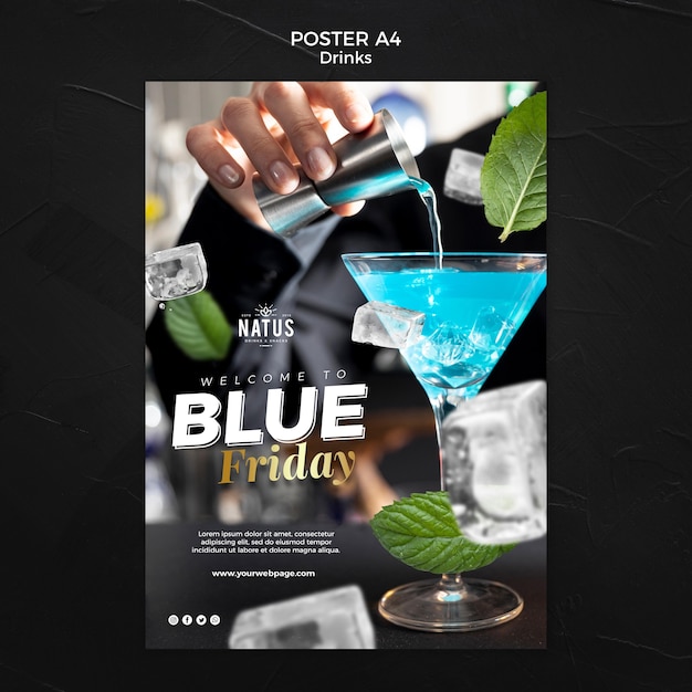 Free PSD drinks concept poster template