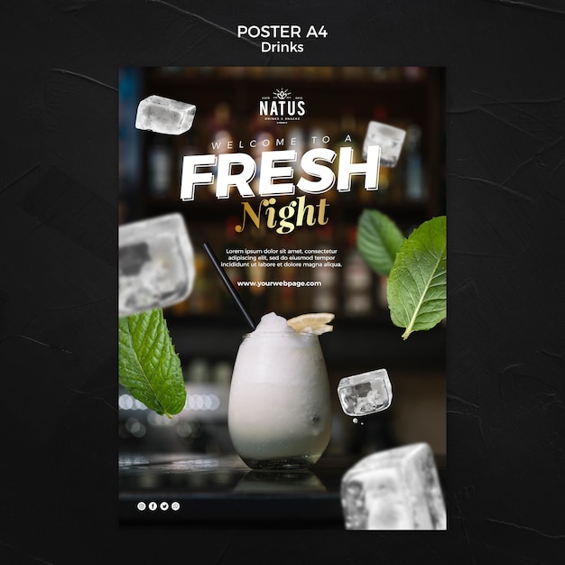 Free PSD drinks concept poster template