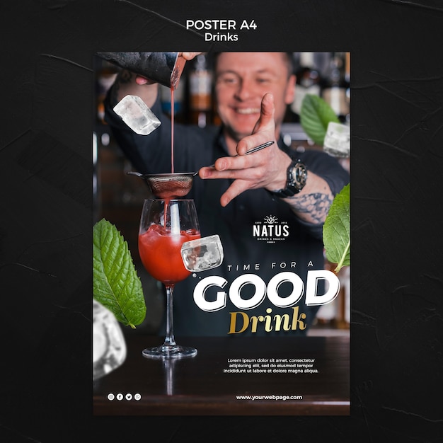 Free PSD drinks concept poster template