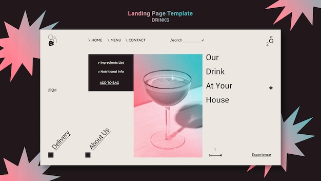 Free PSD drinks landing page