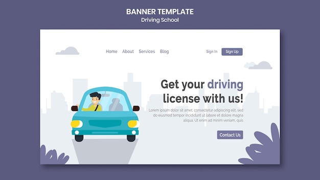 Free PSD driving school horizontal banner
