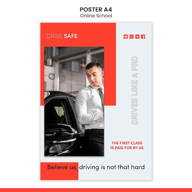 Free PSD driving school poster template