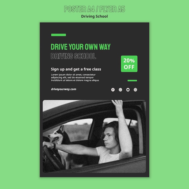 Driving school poster template