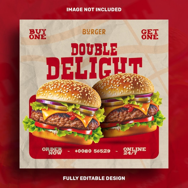 Free PSD duble delight burger social media post design template