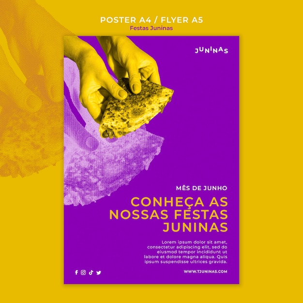 Free PSD duotone festas juninas poster template