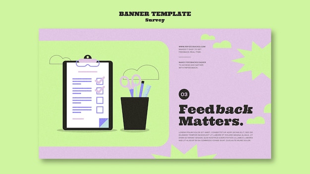 Free PSD duotone flat design survey template