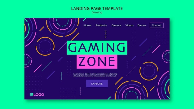 Free PSD dynamic gaming landing page