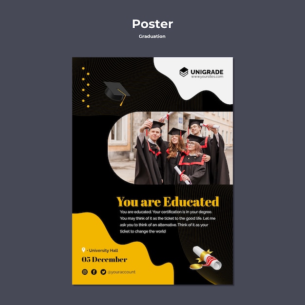 Free PSD dynamic graduation event poster template