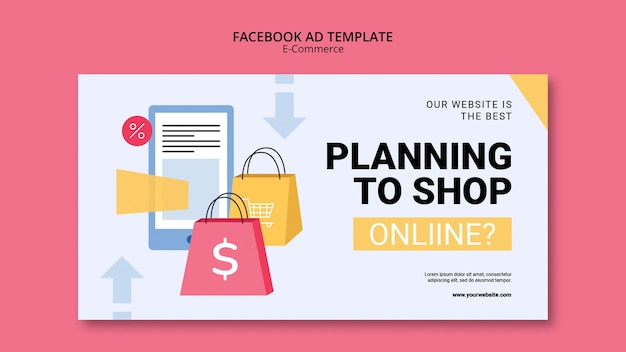 Free PSD e-commerce flat design facebook template