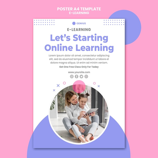 Free PSD e-learning ad poster template