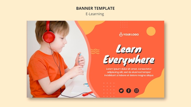 E learning banner template concept