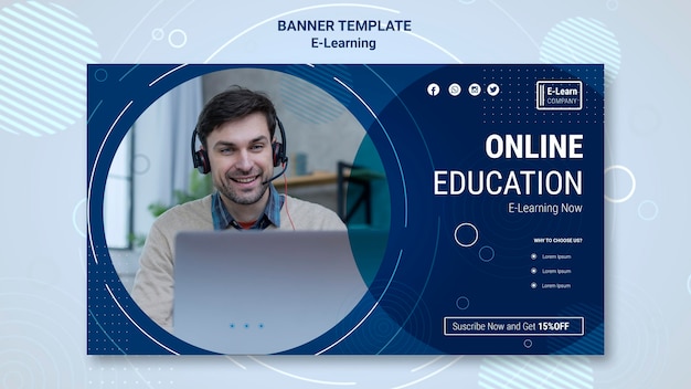 Free PSD e-learning concept banner template