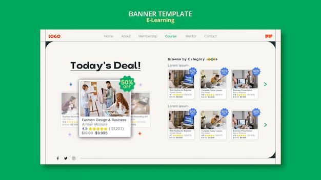 Free PSD e-learning concept banner template