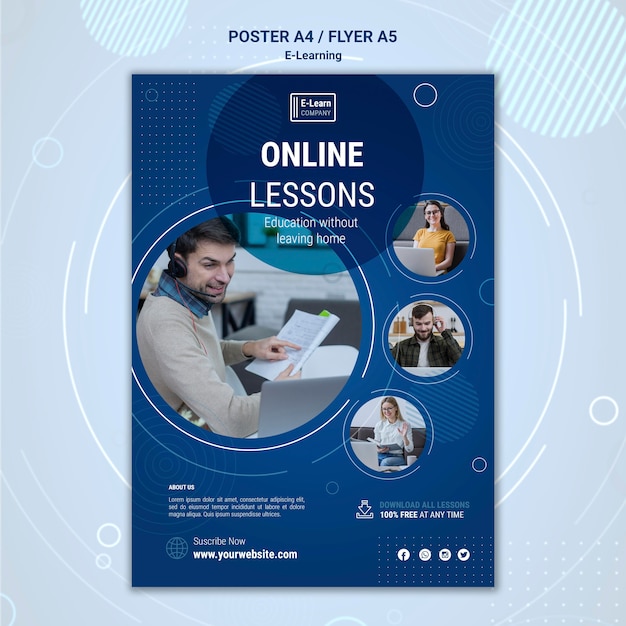 Free PSD e-learning concept flyer template