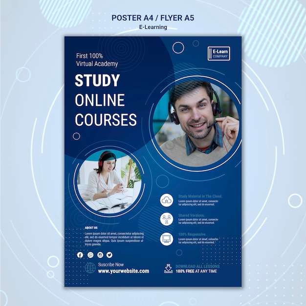 E-learning concept poster template