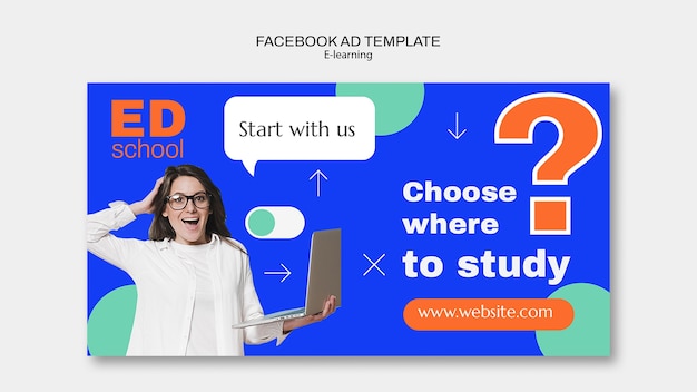 Free PSD e-learning facebook ad template design