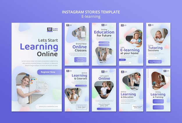 E-learning insta stories template design