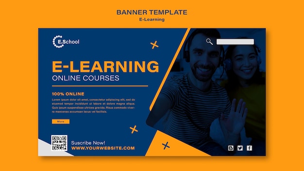 Free PSD e-learning online courses banner template