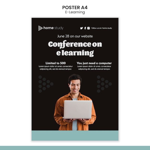 Free PSD e-learning vertical poster template