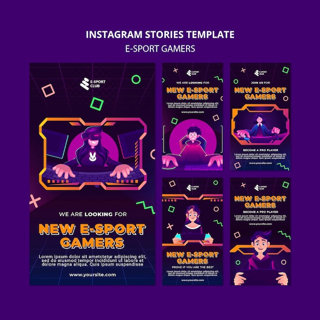 Free PSD e-sport games social media stories