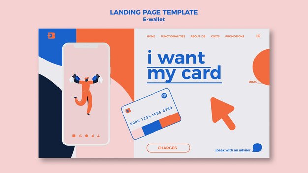 E-wallet landing page design template