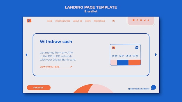 E-wallet landing page design template