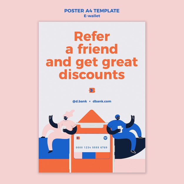 Free PSD e-wallet poster design template