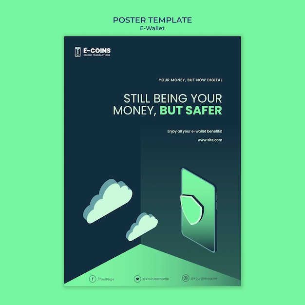 Free PSD e-wallet poster design template