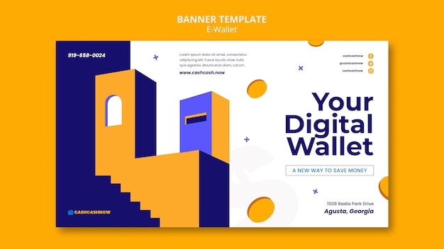 Free PSD e-wallet services banner template