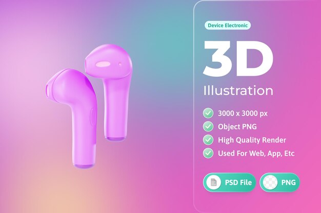 Ear Buds Electronic Device 3d Illustration