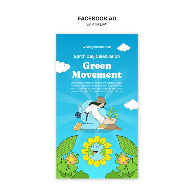 Free PSD earth day celebration facebook  template