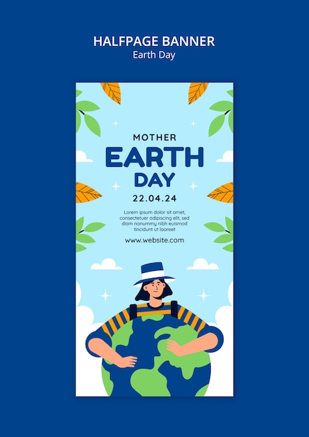 Free PSD earth day celebration halfpage banner  template