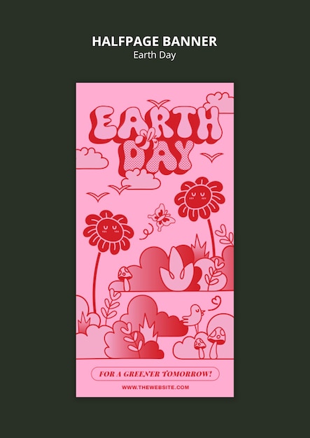 Free PSD earth day celebration halfpage banner  template