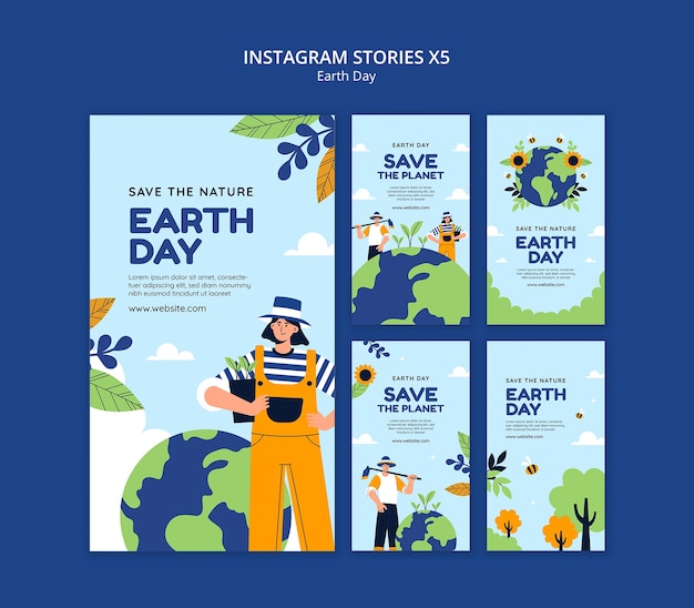 Free PSD earth day celebration instagram stories