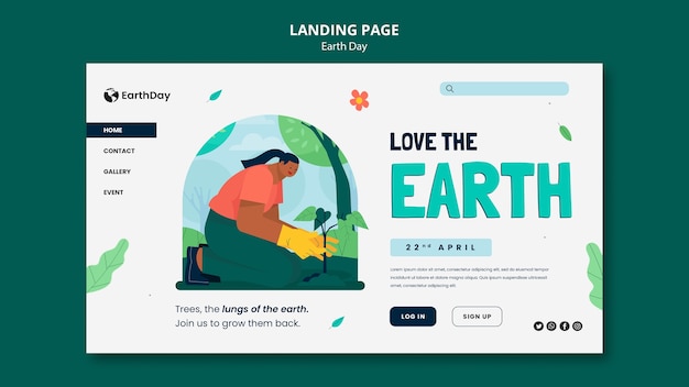 Free PSD earth day celebration landing page