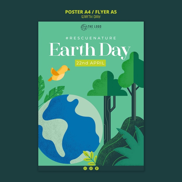 Earth day celebration poster template