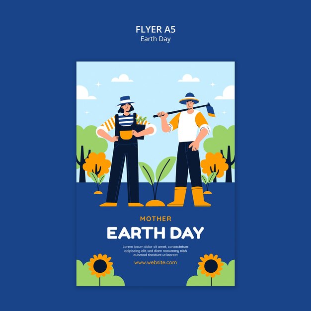 Earth day celebration poster template