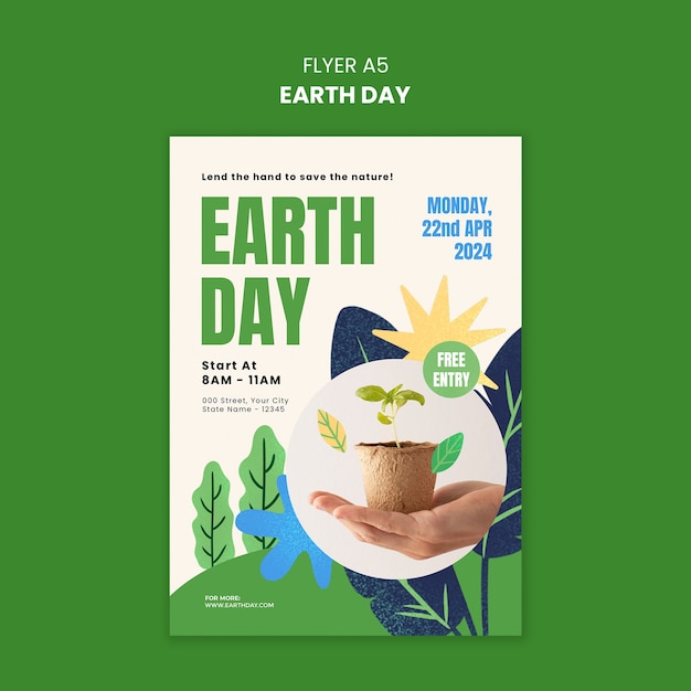 Free PSD earth day celebration poster template