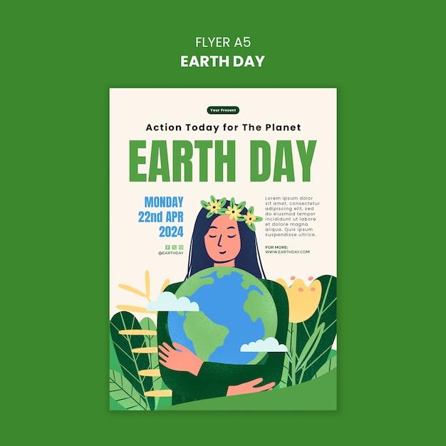 Free PSD earth day celebration poster template