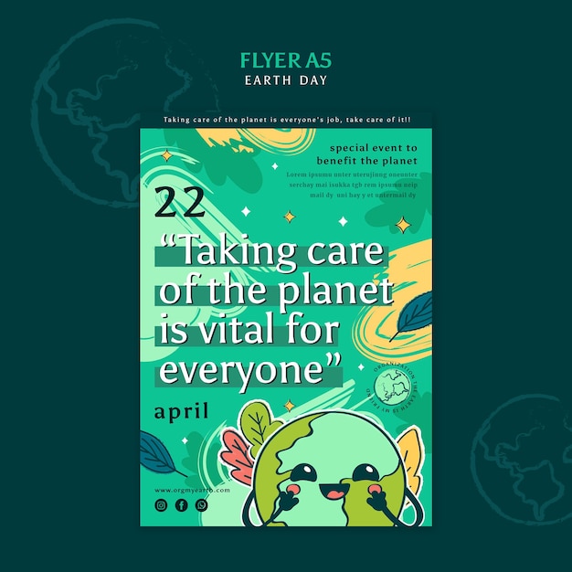 Earth day celebration poster template