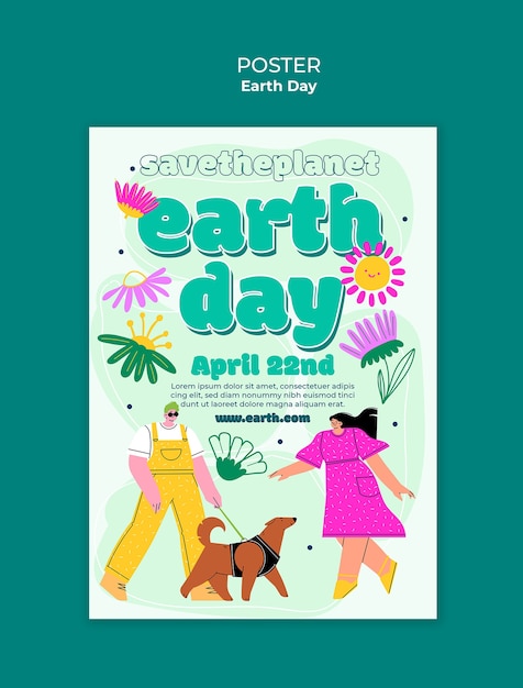 Free PSD earth day celebration poster template