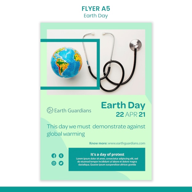 Free PSD earth day concept flyer template