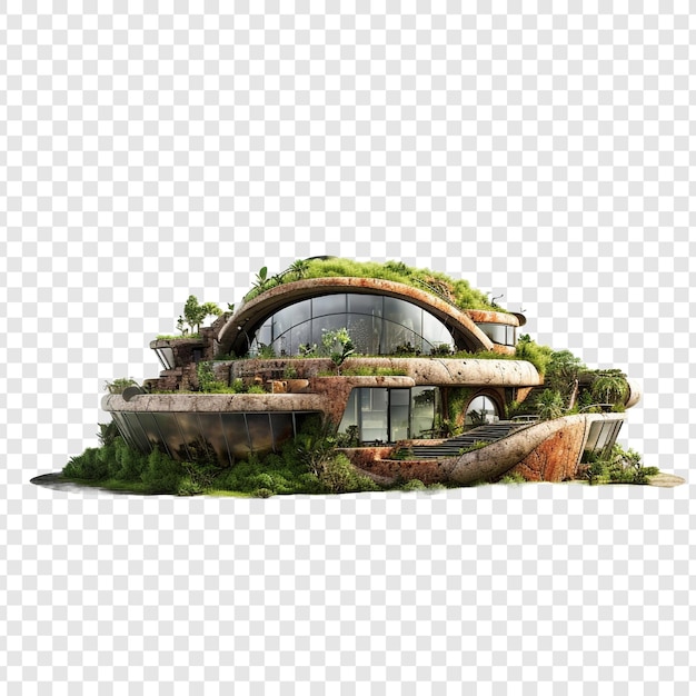 Free PSD earthship house isolated on transparent background