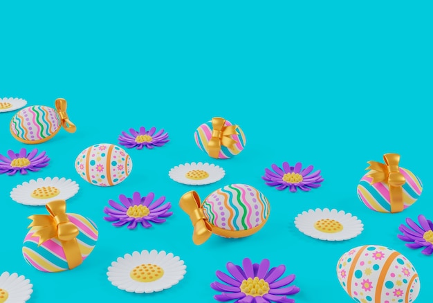 Free PSD easter background with decorated eggs