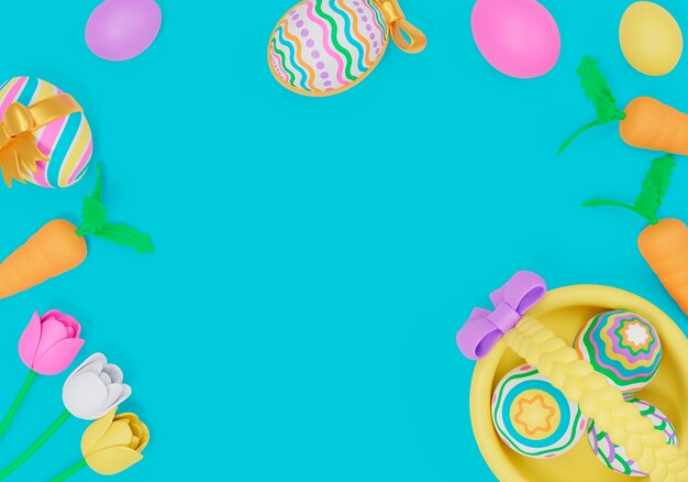 Easter background with decorated eggs